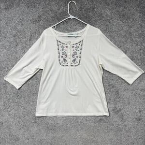 Vintage‎ Y2K Shenanigans Top L Embroidered Floral Cottagecore Grandmacore Boho